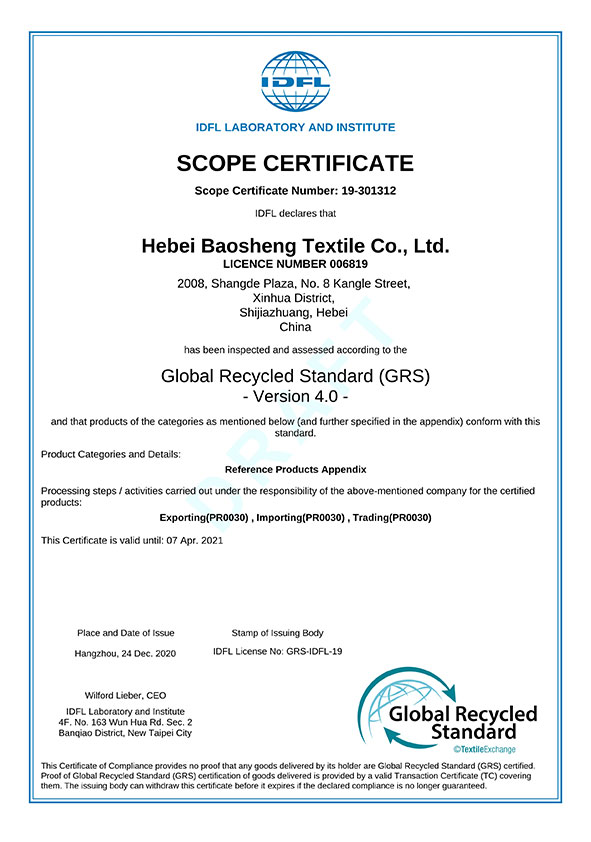 IDFL 19-301312 GRS Certificate Draft